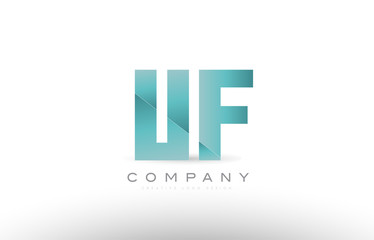 uf u f alphabet letter green logo icon design