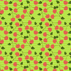 Knitted style of the pattern with delicious cherries