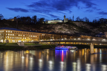 Panorama of Salzburg at evening