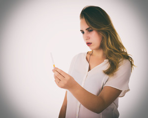 Young pretty woman, stop smoking  