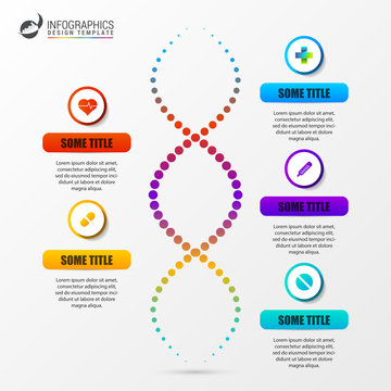 Infographic template with DNA structure. Science concept