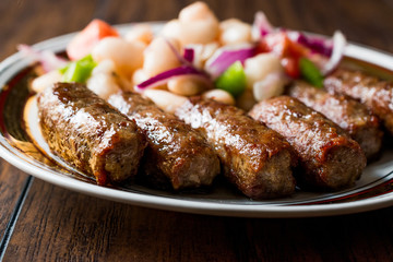 Turkish Tekirdag or inegöl Kofte with Piyaz Salad / Kofta