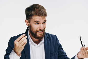 1990671 Business man with beard on white isolated background, portrait