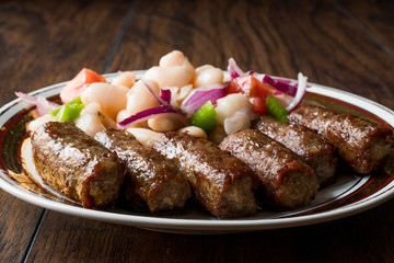 Turkish Tekirdag or inegöl Kofte with Piyaz Salad / Kofta