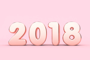 pink metallic rose gold 2018 3d text minimal pink background 3d rendering new year holiday concept