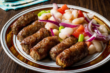Turkish Tekirdag or inegöl Kofte with Piyaz Salad / Kofta