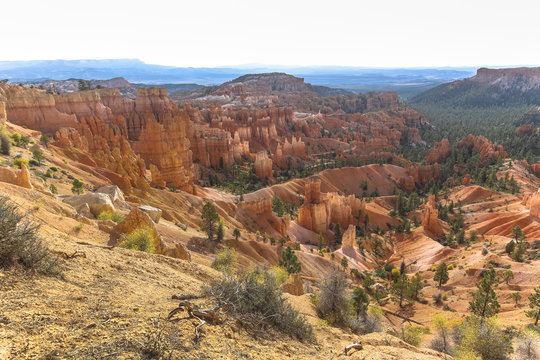 Beautiful red rock hoodoos view from Sunset Point, Bryce Canyon