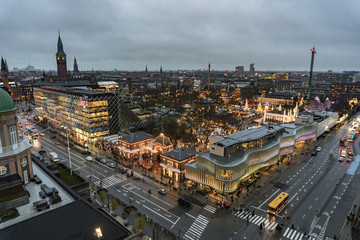 Night view over Tivoli in Copenhagen
