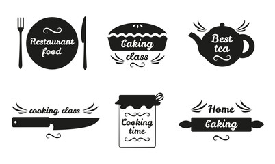 Collection of Cooking Labels with Text on White