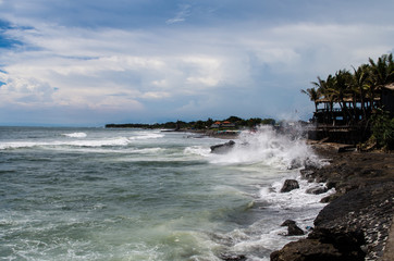 High tide hitting Echo beach in Canggu, Bali.