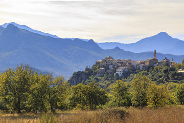 An old village in the mountains of Corsica in France