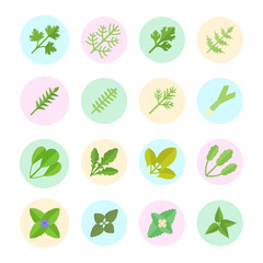 Set Vector Flat Icons of Greenery