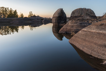 Landscape in the natural area of the Barruecos. Spain.