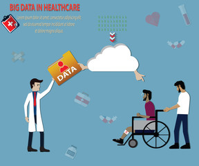 Big data concept,keep patient's data and easy to use its - vector