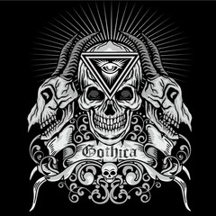 grunge skull coat of arms