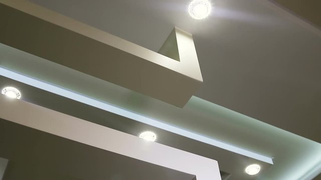 suspended ceiling and drywall construction in the decoration of the apartment or house. dolly video