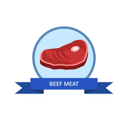 Beef Meat Logo with Bacon Bone Vector Illustration