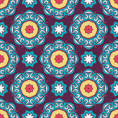 Abstract stylized floral seamless pattern. Hand drawn vector illustration