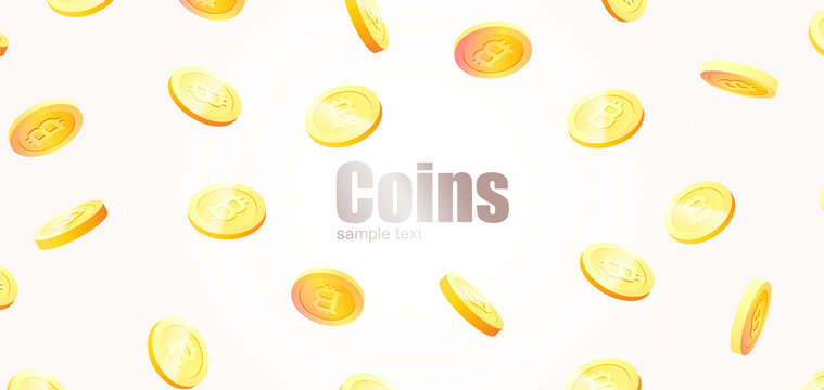Golden bitcoins icon for cryptocurrency, virtual currency, digital money, ecash. Crypto currency symbol and coin image for using in web projects or mobile applications.  Isolated vector illustration