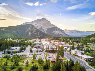 Amazing cityscape of Banff in Rocky Mountains, Alberta,Canada