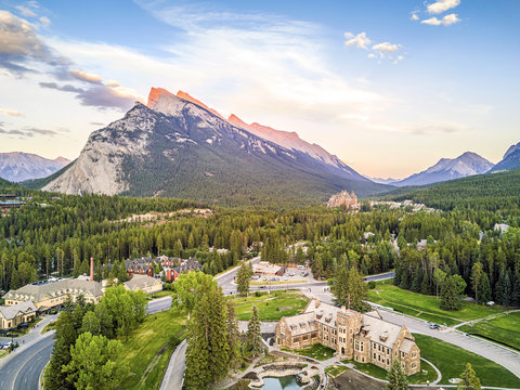 Amazing cityscape of Banff in Rocky Mountains, Alberta,Canada