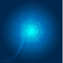 Virtual blue touchscreen. Modern screen technology. Virtual screens technology concept.