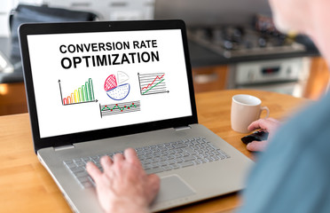 Conversion rate optimization concept on a laptop