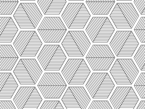 Abstract geometric black and white hipster fashion hexagon pattern 