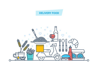 Delivery services food concept. Gps tracking, package shipment, transportation.