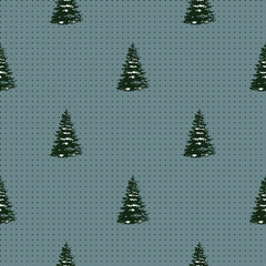 Seamless Merry Christmas Festive Pattern with Tree
