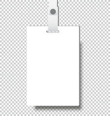 Blank realistic Identity card badge with ribbon mockup cover template