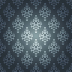 Silver Gray Damask Background - Seamless Pattern