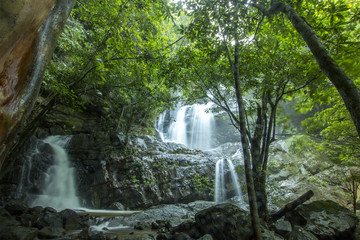 views of waterfalls in tropical rainforests in one of Malaysia's sites