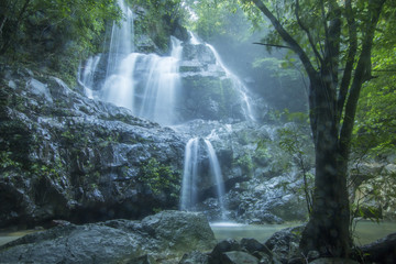 views of waterfalls in tropical rainforests in one of Malaysia's sites