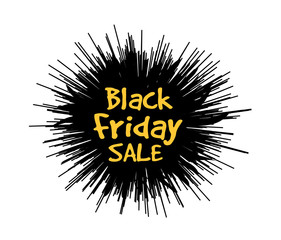 Black Friday in the form of a star drawn in the explosion in the background