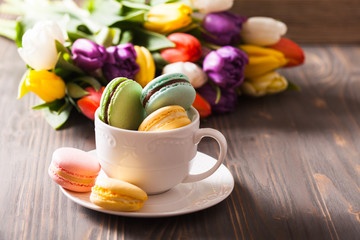 Color macaroons in a cup