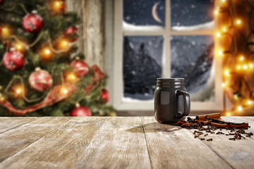 christmas table and window space