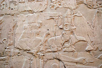 Ancient stone carved Egyptian hieroglyphics in Egypt