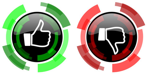 Fototapeta premium Like dislike vector social media icons. Thumb up and down symbols.