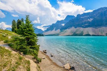 Majestic mountain lake in Canada. Bow Lake.