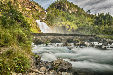 Fototapeta na wymiar Latefossen Waterfall, Norway 