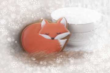 Ginger gingerbread in the form of a fox