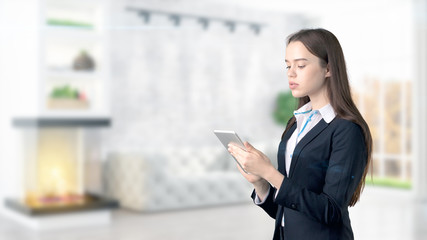 Young Business woman over interior background