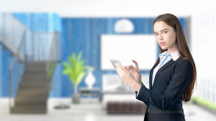 Young Business woman over interior background