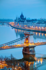 Fototapeta na wymiar Overview of Budapest at sunset