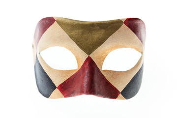 Harlequin handmade Venetian mask isolated on white background © Rawf8