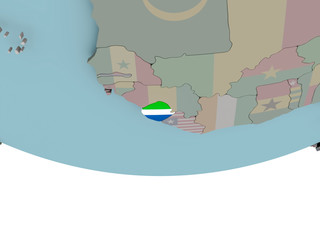 Sierra Leone with flag on globe