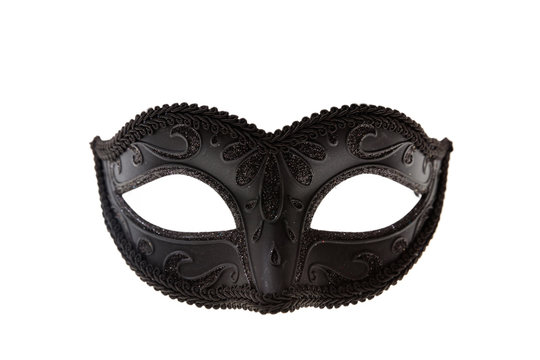 Black Venetian carnival mask isolated on white background