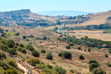 Fototapeta na wymiar View from Valley of Temples, Agrigento, Sicily, Italy