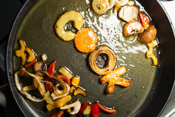 fried vegetables in the form of letters
